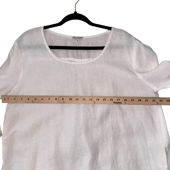 Russ Berens White Linen Tunic Top L Minimalist Coastal Grandma Boho Beach Blouse - Picture 6 of 7